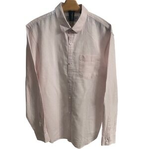 Original Penguin Mens Linen Cotton Button Down Shirt Pink RT22999 Large